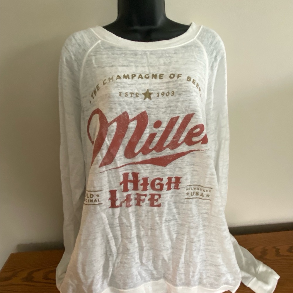 Miller High Life Women's Long Sleeve Tee - White and Red